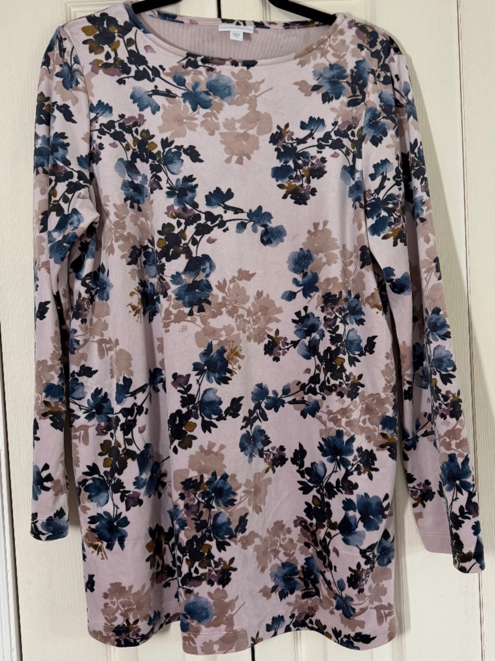 Pure Jill j.Jill Floral Tunic Top Blush, Navy, Long sleeve Size M